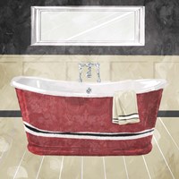 Bathroom Florals Crimson Fine Art Print