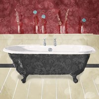 Bathroom Florals Crimson 2 Fine Art Print