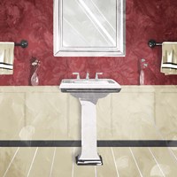 Bathroom Florals Crimson 3 Fine Art Print