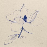 Modern Vintage Floral II Indigo Fine Art Print