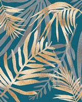 Glam Leaves Teal Fine Art Print