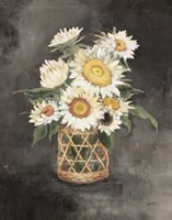 Sunflowers in Rattan Black Crop Fine Art Print