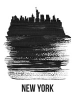 New York Skyline Brush Stroke Black Fine Art Print
