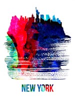 New York Skyline Brush Stroke Watercolor Fine Art Print