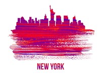 New York Skyline Brush Stroke Red Fine Art Print