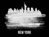 New York Skyline Brush Stroke White Fine Art Print