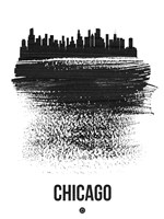 Chicago Skyline Brush Stroke Black Fine Art Print