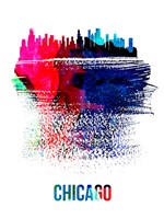 Chicago Skyline Brush Stroke Watercolor Fine Art Print
