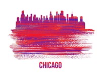 Chicago Skyline Brush Stroke Red Fine Art Print