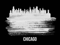 Chicago Skyline Brush Stroke White Fine Art Print