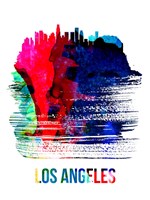 Los Angeles Skyline Brush Stroke Watercolor Fine Art Print