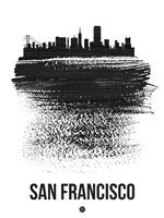 San Francisco Skyline Brush Stroke Black Fine Art Print