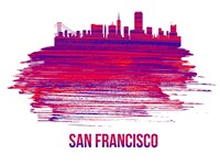 San Francisco Skyline Brush Stroke Red Fine Art Print