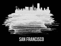 San Francisco Skyline Brush Stroke White Fine Art Print