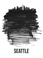 Seattle Skyline Brush Stroke Black Fine Art Print