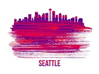 Seattle Skyline Brush Stroke Red Fine Art Print
