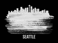 Seattle Skyline Brush Stroke White Fine Art Print