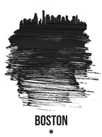 Boston Skyline Brush Stroke Black Fine Art Print
