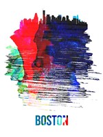 Boston Skyline Brush Stroke Watercolor Fine Art Print