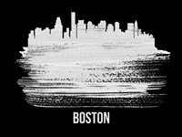 Boston Skyline Brush Stroke White Fine Art Print