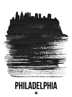 Philadelphia Skyline Brush Stroke Black Fine Art Print