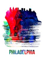 Philadelphia Skyline Brush Stroke Watercolor Fine Art Print