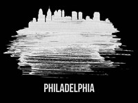 Philadelphia Skyline Brush Stroke White Fine Art Print