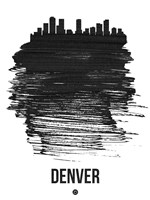Denver Skyline Brush Stroke Black Fine Art Print