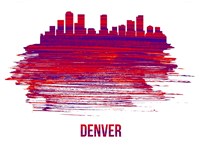 Denver Skyline Brush Stroke Red Fine Art Print
