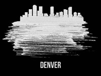 Denver Skyline Brush Stroke White Fine Art Print