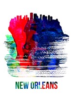 New Orleans Skyline Brush Stroke Watercolor Fine Art Print