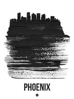 Phoenix Skyline Brush Stroke Black Fine Art Print