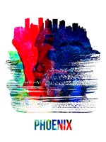 Phoenix Skyline Brush Stroke Watercolor Fine Art Print