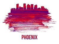 Phoenix Skyline Brush Stroke Red Fine Art Print