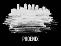 Phoenix Skyline Brush Stroke White Fine Art Print