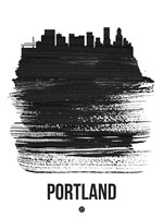 Portland Skyline Brush Stroke Black Fine Art Print