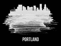 Portland Skyline Brush Stroke White Fine Art Print