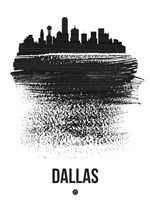 Dallas Skyline Brush Stroke Black Fine Art Print