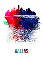Dallas Skyline Brush Stroke Watercolor Fine Art Print