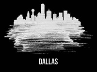 Dallas Skyline Brush Stroke White Fine Art Print