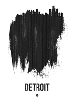 Detroit Skyline Brush Stroke Black Fine Art Print