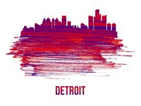 Detroit Skyline Brush Stroke Red Fine Art Print