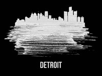 Detroit Skyline Brush Stroke White Fine Art Print