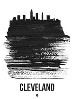 Cleveland Skyline Brush Stroke Black Fine Art Print