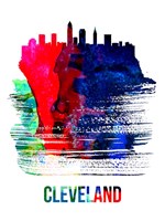 Cleveland Skyline Brush Stroke Watercolor Fine Art Print