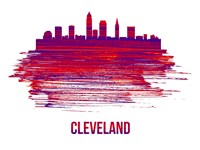 Cleveland Skyline Brush Stroke Red Fine Art Print