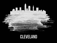 Cleveland Skyline Brush Stroke White Fine Art Print