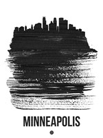 Minneapolis Skyline Brush Stroke Black Fine Art Print