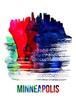 Minneapolis Skyline Brush Stroke Watercolor Fine Art Print