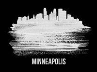 Minneapolis Skyline Brush Stroke White Fine Art Print